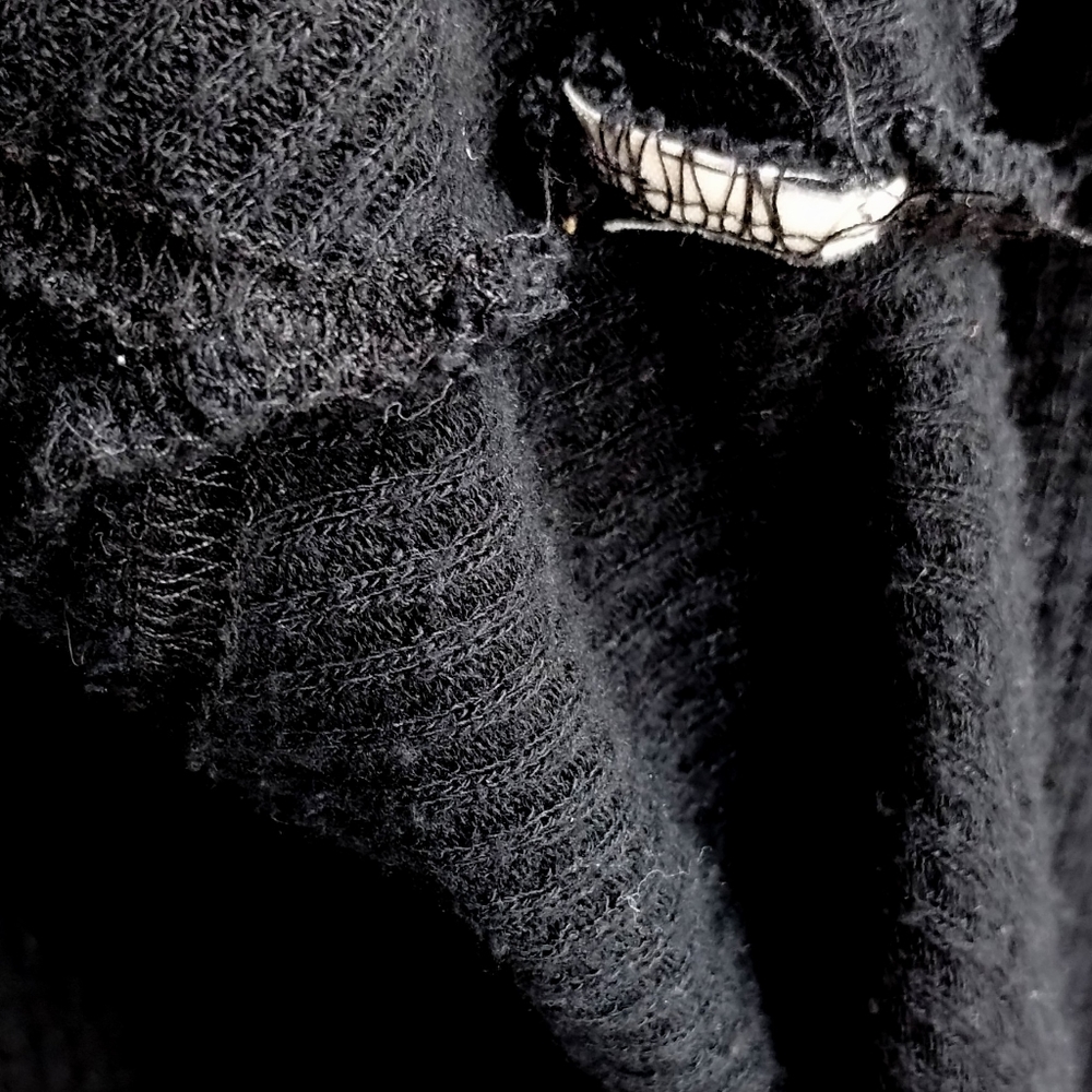 Free People Black Waffle Thermal Lace Neck Top - Picture 8 of 15